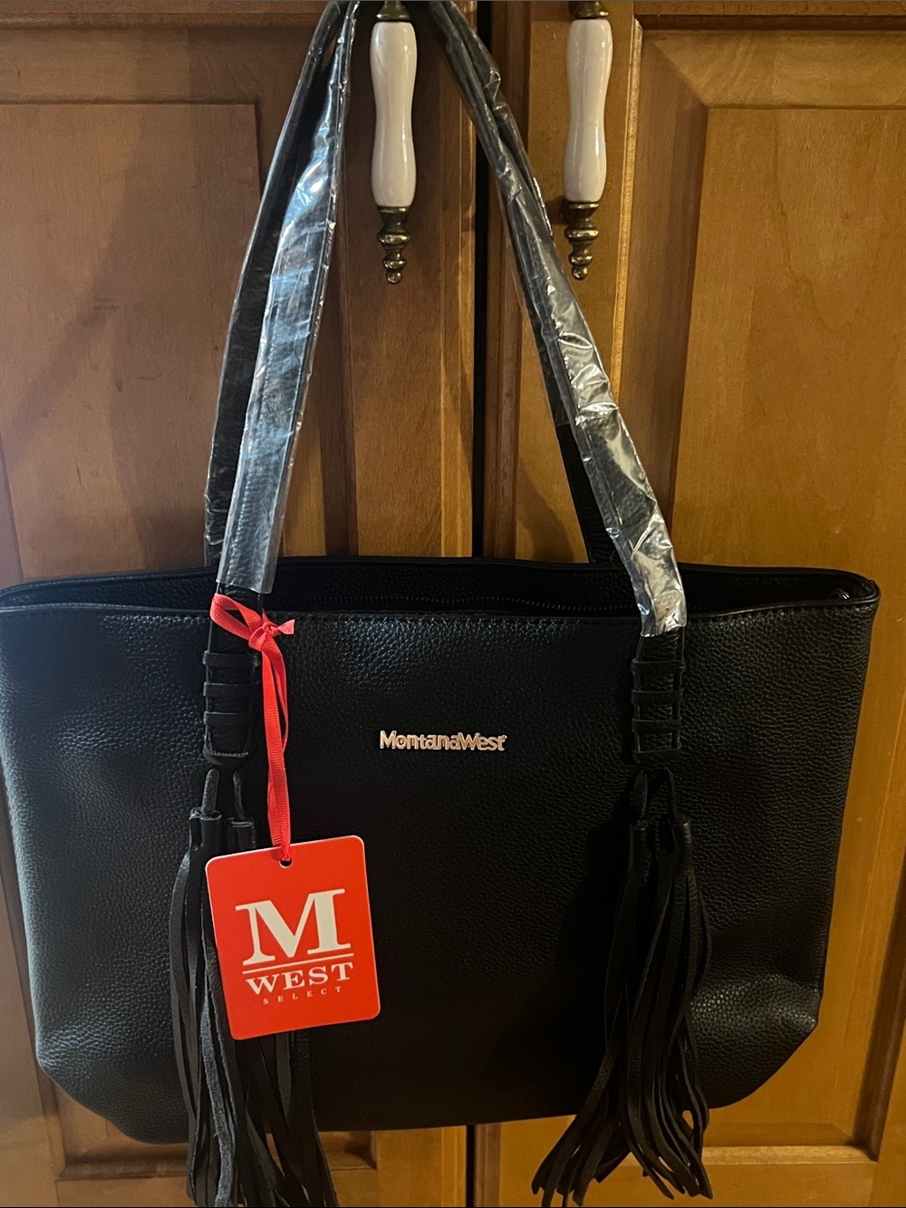 Montana West Black Tassel Shoulder Tote Concealed Carry NWT